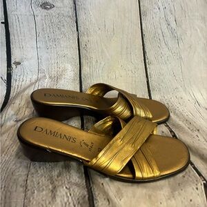 5/$20 Damiani’s Women’s Metallic Bronze Strappy Slip On Sandal Made‎ in Italy 10